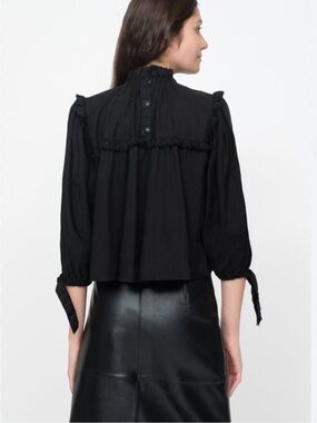 Sea New York Black Ruffled High-Neck Long Sleeve Blouse